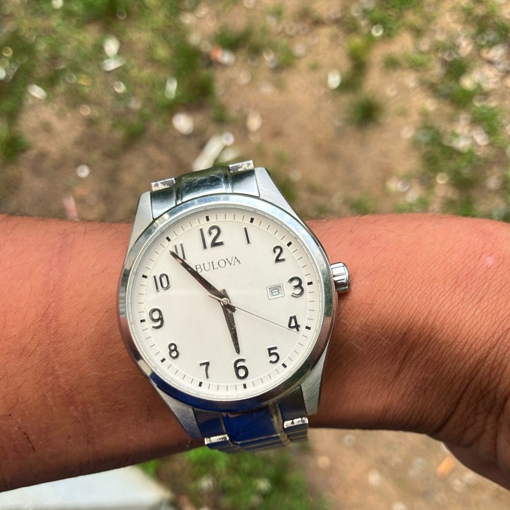 Bulova Silver and White Watch
